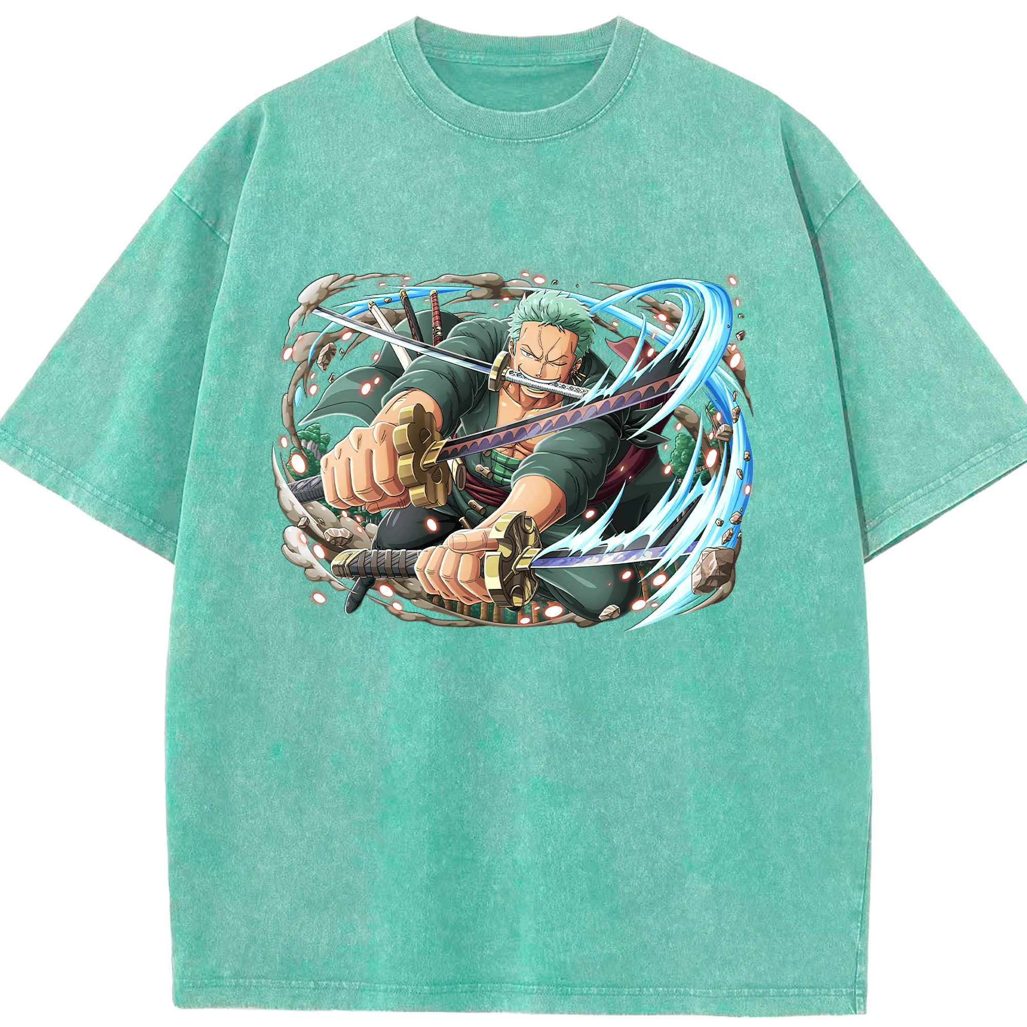 （画像用） ワンピース ロロノア・ゾロ ONE PIECE Roronoa Zoro 綿100% ヴィンテージ風 半袖Tシャツ（フロントプリント）